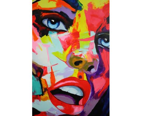 Acrylic painting on canvas. A portrait study of a woman's face. H.121 W.100cm. 