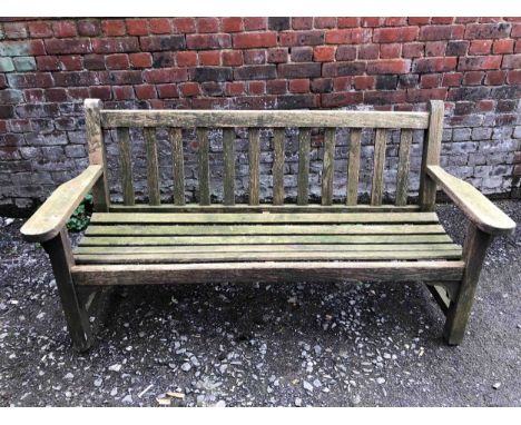 Garden bench, vintage weathered teak. H.85 W.162 D.70cm. 