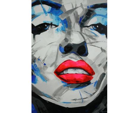 Acrylic on canvas. An abstract portrait study of a woman. Marilyn Monroe. H.121 W.100cm. 