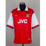 Red and white Arsenal autographed replica short-sleeved shirt, 1998-99