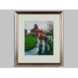 Two horse racing prints by Jay Kirkman.