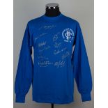 Rangers team signed blue 1972 European Cup Winners' Cup final retro shirt