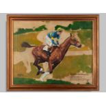 Oil painting of the racehorse Golden Miller by the equestrian artist Elizabeth Refna Hamey.