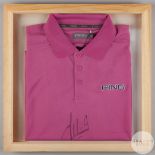 Purple Ping gold polo shirt autographed by Lee Westwood