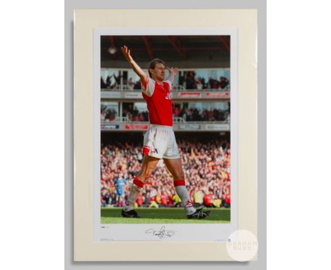 Tony Adams autographed large colour photographic print, measuring 26 ½ x 19 ins, mounted and signed in black pen, number 449 
