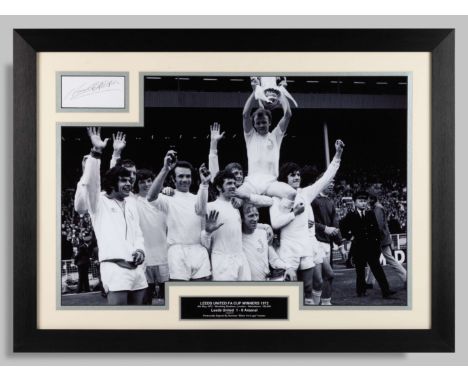 A large black and white photographic print of the Leeds United 1972 FA Cup Winning team, framed and glazed, measuring &nbsp;3