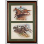 Collection of six framed horse racing prints.