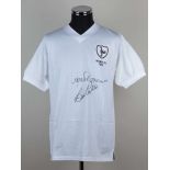 A white Tottenham Hotspur Jimmy Greaves and Bobby Smith autographed replica shirt&nbsp;