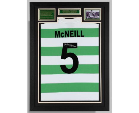 Billy McNeill No. 5 replica Celtic shirt, framed and glazed, measuring &nbsp;31 ½ x 23 ½ ins, incorporating his signature in 