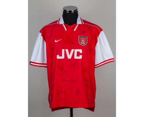 Red Arsenal autographed replica short-sleeved shirt, 1996-98, bearing eighteen player autographs&nbsp;