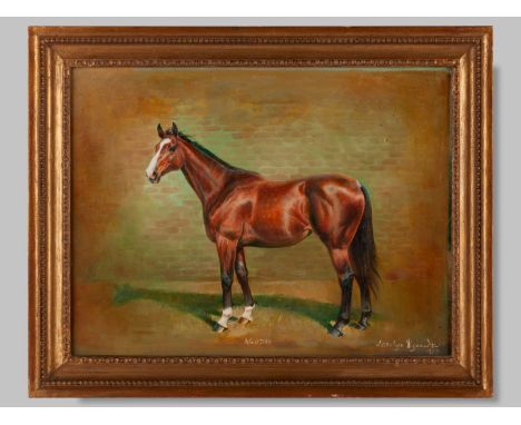 An oil painting by Carolyn Alexander (British, b.1948) of the broodmare Agujita dam of All Along the 1983 Prix de l’Arc de Tr