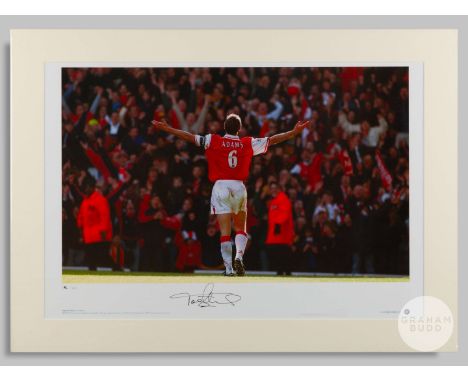 Tony Adams autographed large colour photographic print, measuring 19 x 26 ins, mounted and signed in black pen.&nbsp;The imag