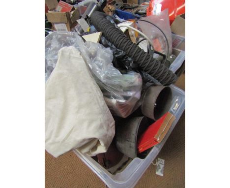Car parts and accessories, to include head lamps, funnels, air pipe, bearings, wing mirrors, etc. (2 boxes)