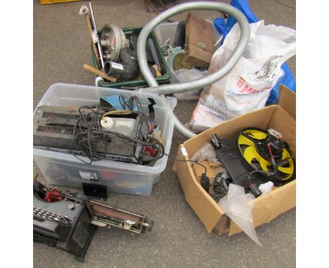 Vintage and other motoring spares, including horns, lights, mirrors, handles, etc., together with books and other sundries. 