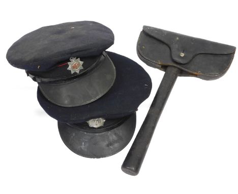 Fire Brigade interest, to include World War II period NFS peaked cap, NFS fireman's axe, and a Fire Brigade Association peake
