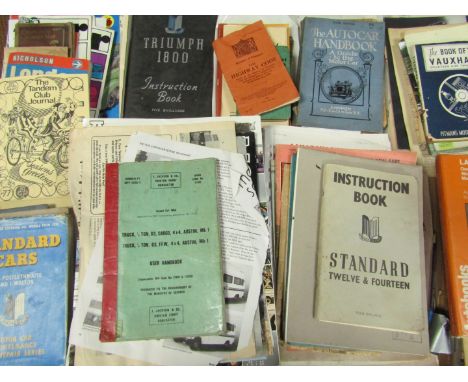 Various vintage books on Mid Century and wartime motoring, to include service manuals, instruction books, etc.