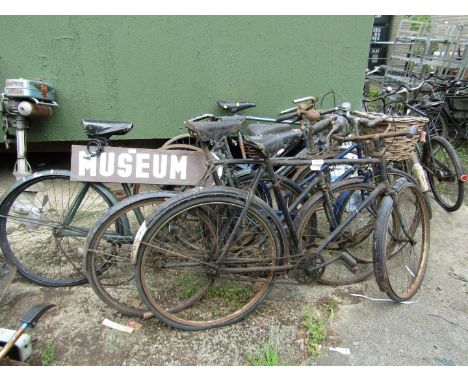 Six vintage bicycles. 