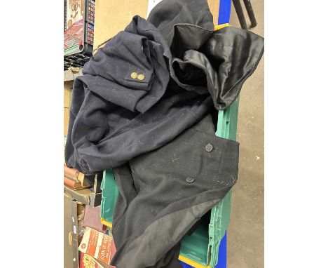 Box of gents vintage tail coats and trousers