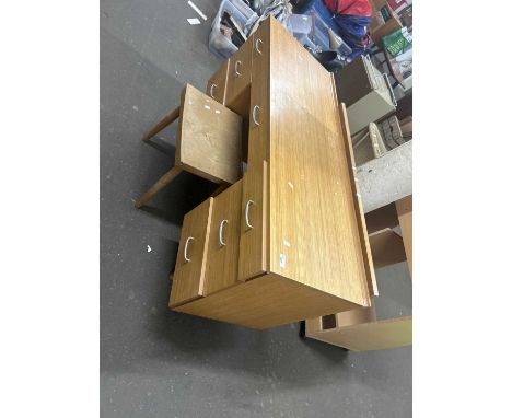 A retro dressing table and stool together with a vintage single headboard (3)