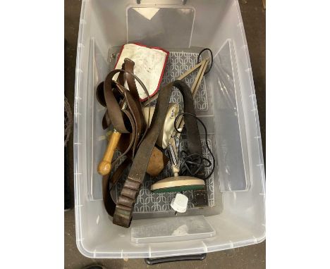 Box of mixed items to include vintage anglepoise lamp and other items