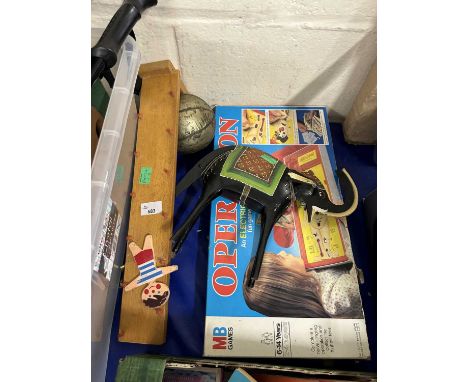 Vintage Operation game, metal model elephant and a further decorative ball