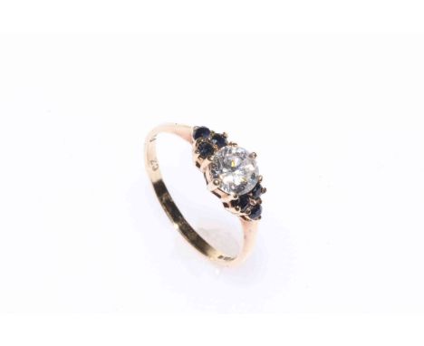 9 carat gold white stone ring, size O.