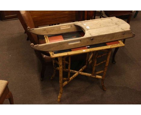 Victorian bamboo occasional table and vintage sledge (2).