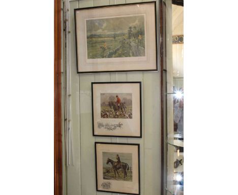Pair Snaffles prints 'The Huntsman' and 'The Gent in Ratcatcher' and signed hunting print (3).
