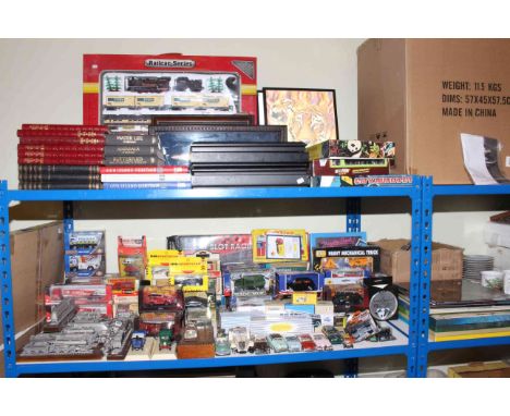 Collection of Diecast toys, LP's, books, trains including Dinky, Railway Series, Corgi, Shell.