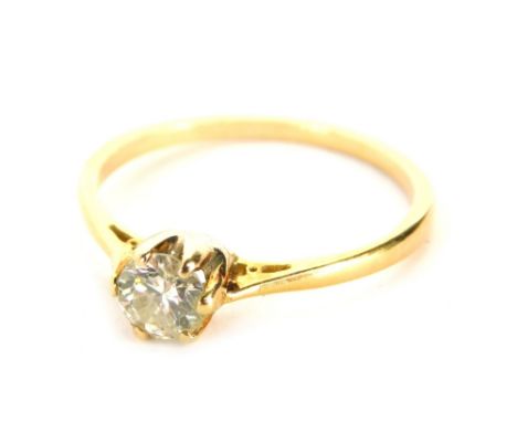 A diamond solitaire ring, with round brilliant cut diamond in six claw setting, measuring approximately 0.25ct overall, with 