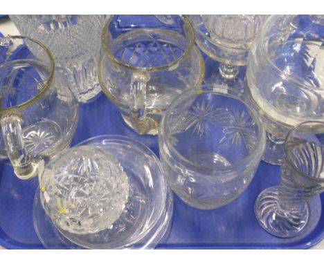 Various early 20thC and later glass, to include vase, finger bowl, two water jugs, etc. 