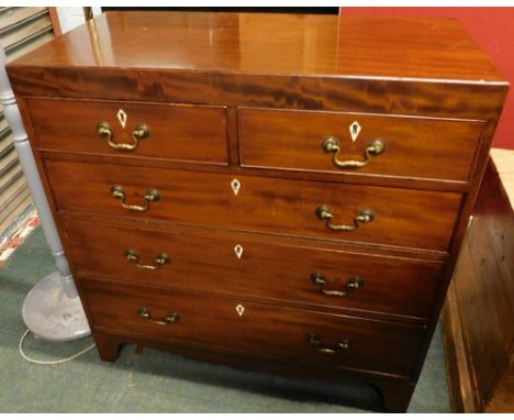 A 19thC mahogany chest of drawers, the caddy top above two short and three long drawers, on bracket feet, 93cm high, 92cm wid
