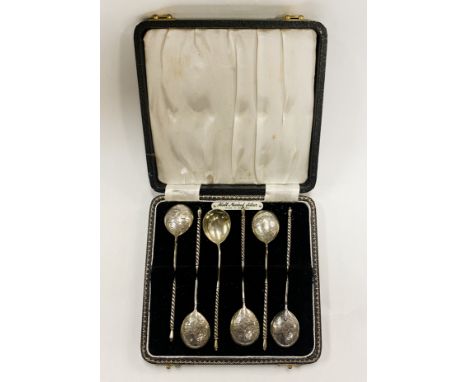 SET OF 6 19TH CENTURY RUSSIAN SILVER ICE CREAM SPOONS - ENGRAVED - 2 OZS APPROX