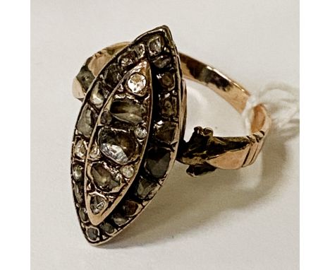 GOLD &amp; OLD CUT DIAMOND RING - SIZE O - 5.9 GRAMS APPROX