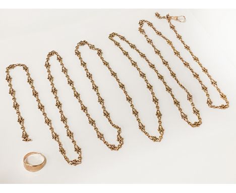 9CT GOLD CHAIN &amp; GOLD RING - 71.33 GRAMS APPROX