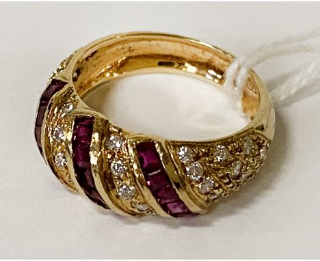 14CT GOLD RUBY &amp; DIAMOND RING - APPROX 5.02G - SIZE M