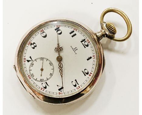 800 GRADE SILVER OMEGA MILITARY POCKET WATCH