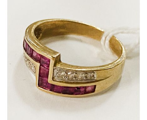 18CT RUBY &amp; DIAMOND RING - APPROX 3.95 G - SIZE L/M