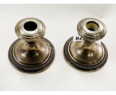 PAIR OF SILVER CANDLESTICKS - 8 CMS (H) APPROX