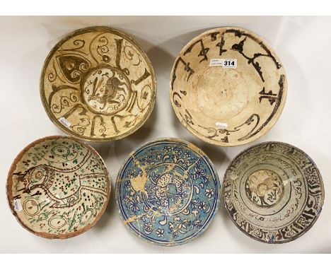 ISLAMIC CERAMIC BOWLS - 6 IN TOTAL