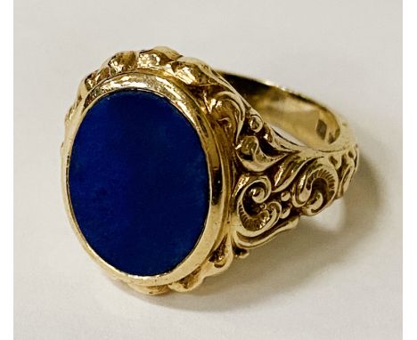 LAPIS LAZULI 14CT RING SIZE O - 10.9 GRAMS APPROX