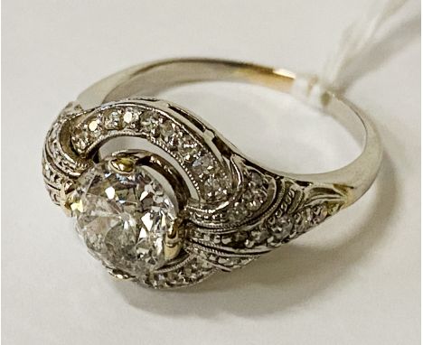 PLATINUM &amp; DIAMOND RING - APPROX 1.40 POINTS - SIZE N - 5.2 GRAMS APPROX