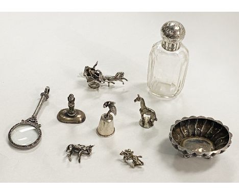 MIXED LOT OF EARLY SILVER &amp; GLASS ITEMS