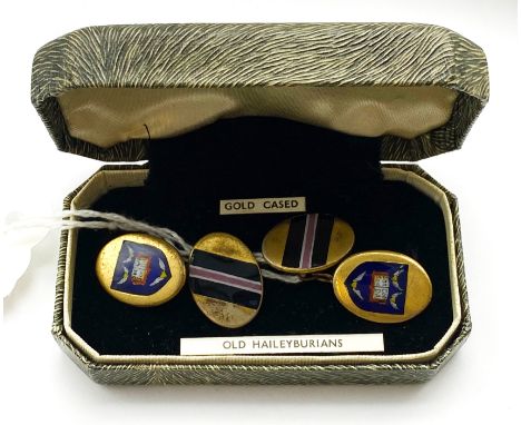 ENAMEL CRESTED CUFFLINKS - GILDED SILVER