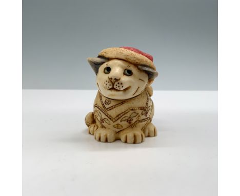 Pot Bellys figure box titled Noel, designed in 2001. This intricately detailed miniature portrays a cat wearing a festive San