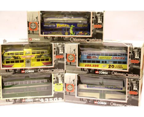 Five Corgi Original Omnibus Blackpool trams. 43511, 43502, 43508, 43507 and 43512.P&amp;P Group 2 (£18+VAT for the first lot 
