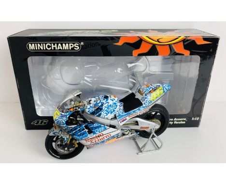 Minichamps 1:12 Scale Honda NSR 500 'Valentino Rossi' Team Nastro Azzurro GP Mugello 2001 Dirty Version Motorcycle - Boxed. P