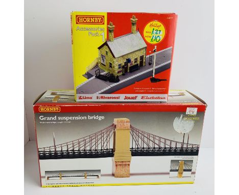 Hornby OO Gauge R8008 'Grand Suspension Bridge' &amp; R8227 'Building Accessories Pack 1' - Both New Sealed in Boxes. P&amp;P
