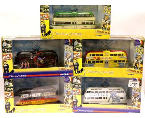 Five Corgi Original Omnibus Blackpool trams. 43511, 43506, 43505, 43509 and 43504. P&amp;P Group 2 (£18+VAT for the first lot