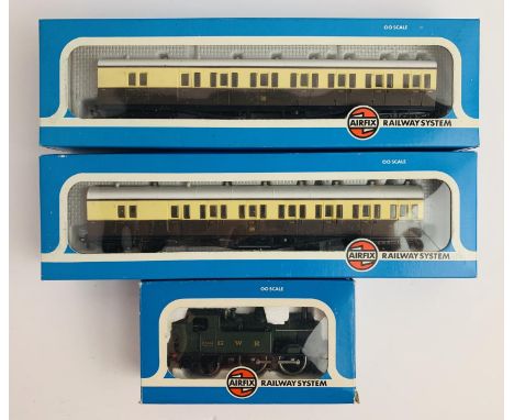 Airfix OO Gauge GWR 0-4-2 Tank &amp; 2x Class B Suburban Coaches - All Boxed. P&amp;P Group 2 (£18+VAT for the first lot and 